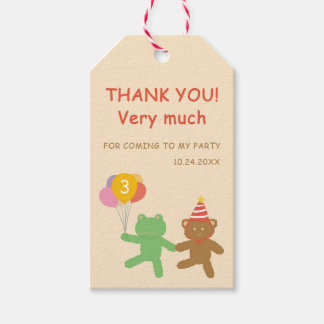 Cute Frog & Bear Birthday Party Vertical Favor Tag ギフトタグ
