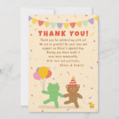 Cute Frog & Bear Birthday Thank You Card サンキューカード (正面)