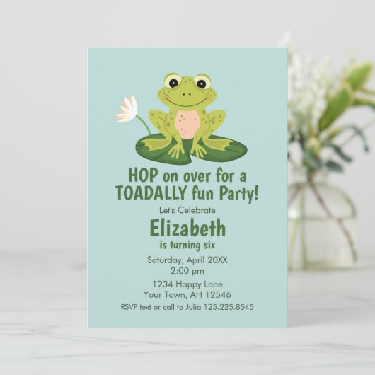 Cute Frog Birthday Invitation 招待状 (スタンド正面)