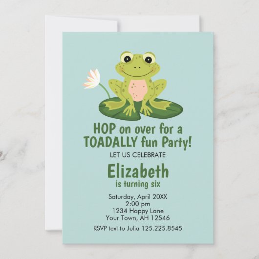 Cute Frog Birthday Invitation 招待状 (正面)