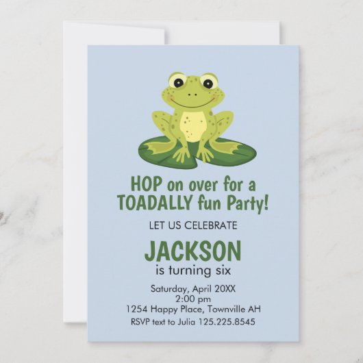 Cute Frog Birthday Invitation 招待状 (正面)