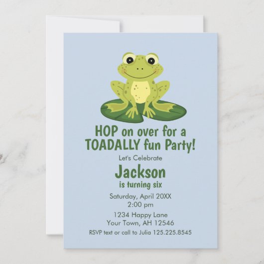 Cute Frog Birthday Invitation 招待状 (正面)