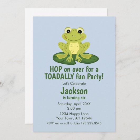 Cute Frog Birthday Invitation 招待状 (正面/裏面)