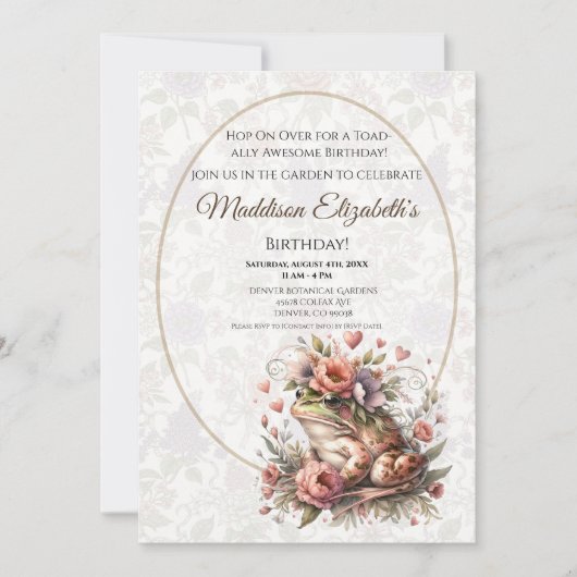 Cute Frog Birthday Invitation for Nature Lover 招待状 (正面)