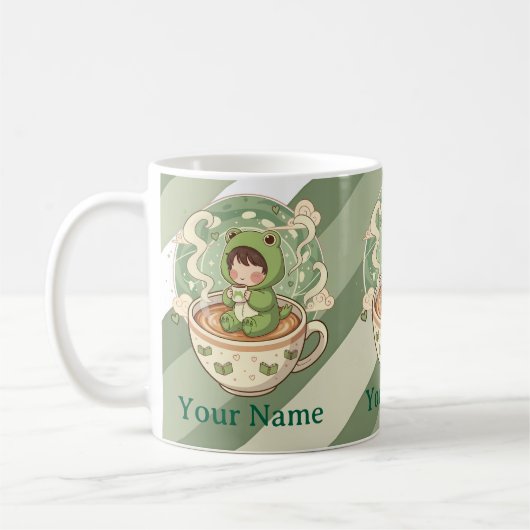 Cute Frog Coffee Lover Mug コーヒーマグカップ (左)