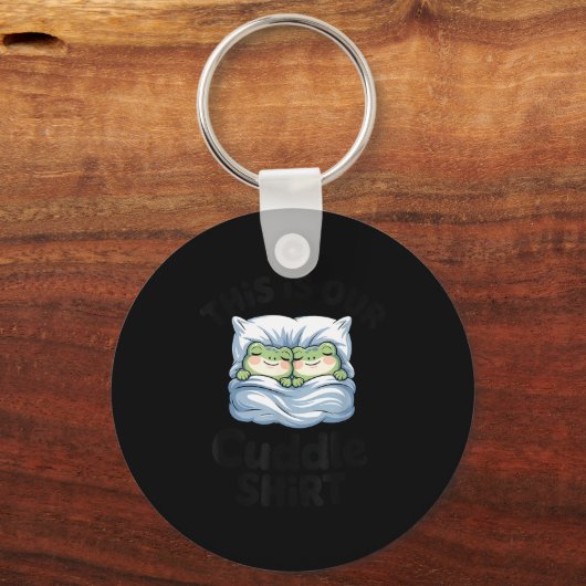 Cute Frog Couple This Is Our Cuddle  キーホルダー (正面)