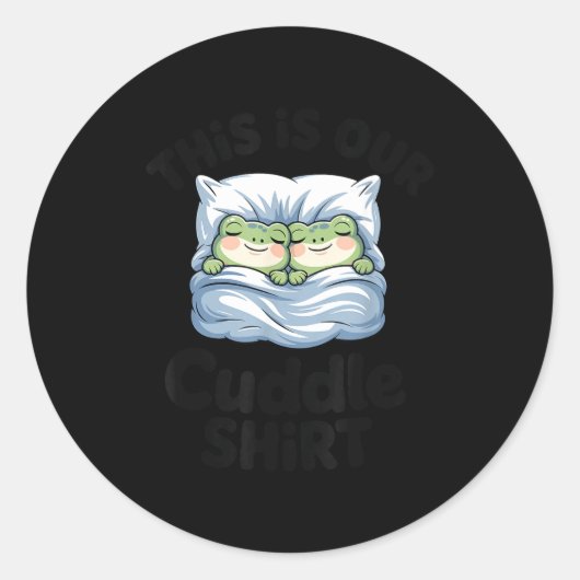 Cute Frog Couple This Is Our Cuddle  ラウンドシール (正面)