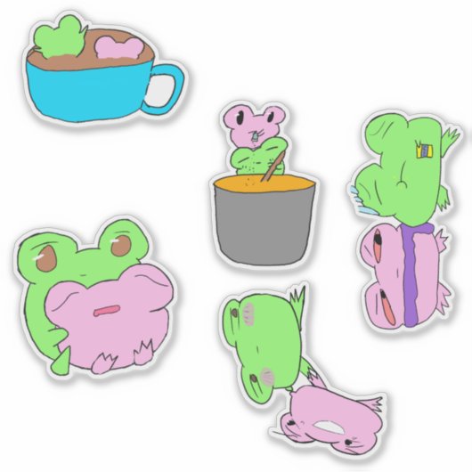 Cute frog couple valentine sticker sheet  シール (正面)