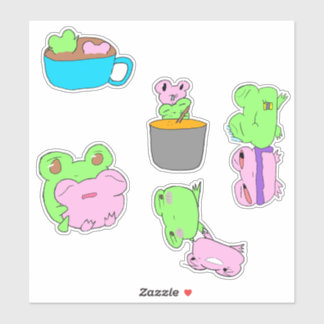 Cute frog couple valentine sticker sheet  シール