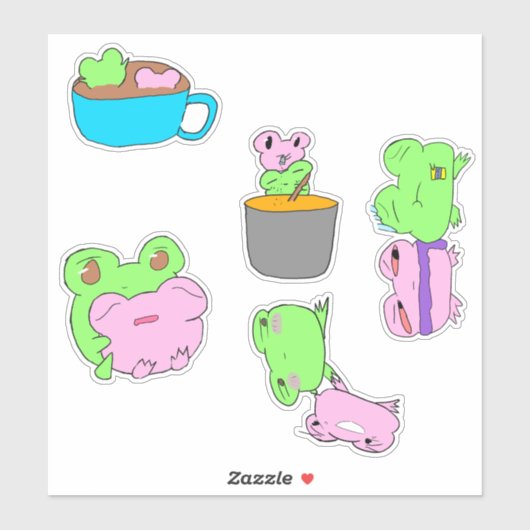 Cute frog couple valentine sticker sheet  シール (シート)
