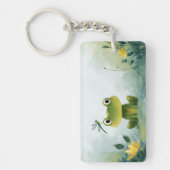 Cute Frog & Dragonfly – Soft Nature Illustration キーホルダー (正面)