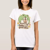 Cute FROG drinking bubble tea, boba tea Tシャツ (正面)