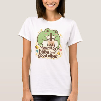 Cute FROG drinking bubble tea, boba tea Tシャツ