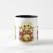 Cute Frog Drummer - Funny Animal Music Mug マグカップ (中央)