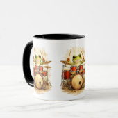 Cute Frog Drummer - Funny Animal Music Mug マグカップ (正面左)