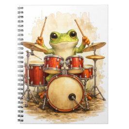 Cute Frog Drummer Notebook – Music Journal ノートブック