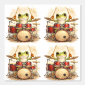 Cute Frog Drummer Pattern Wallpaper Kids 壁紙 (正面)