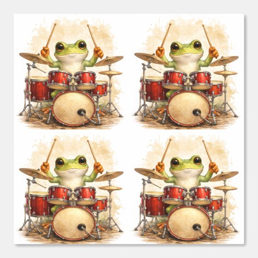 Cute Frog Drummer Pattern Wallpaper Kids 壁紙 (正面)