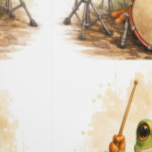 Cute Frog Drummer Pattern Wallpaper Kids 壁紙 (縫い目)