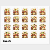 Cute Frog Drummer Sticker – Funny Music Art スクエアシール (シート)