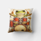 Cute Frog Drummer Throw Pillow – Fun Decor クッション (裏面)