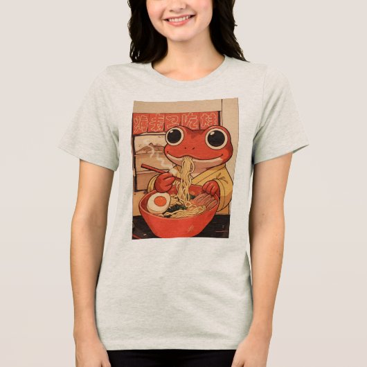Cute Frog Eating Ramen for just Because” Gifts トライブレンドＴシャツ (正面)