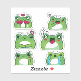Cute Frog Emoji Reaction Faces Vinyl Sticker Set シール