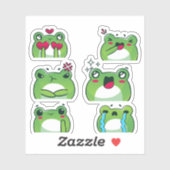 Cute Frog Emoji Reaction Faces Vinyl Sticker Set シール (シート)