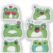 Cute Frog Emoji Reaction Faces Vinyl Sticker Set シール (正面)