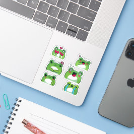 Cute Frog Emoji Reaction Faces Vinyl Sticker Set シール