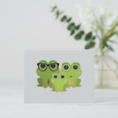 Cute Frog Family on Light Grey Background ポストカード (スタンド正面)