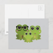 Cute Frog Family on Light Grey Background ポストカード (正面/裏面)