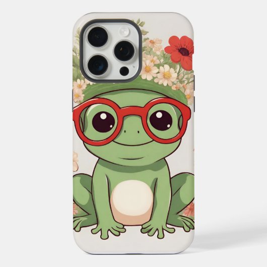 Cute Frog Flower Headband iPhoneケース (裏面)