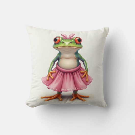 Cute Frog in Pink クッション (正面)