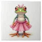 Cute Frog in Pink タイル (正面)