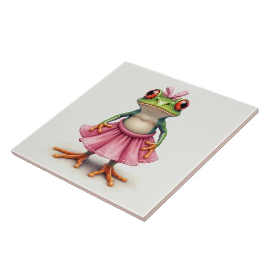 Cute Frog in Pink タイル (側面)