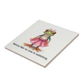 Cute Frog in Pink. Dance like no one is watching タイル (側面)