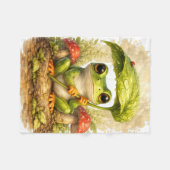 Cute Frog Leaf Umbrella Blanket – Kawaii フリースブランケット (正面(横))