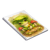 Cute Frog Leaf Umbrella Spiral Notebook ノートブック (右側)