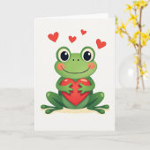 Cute Frog Love Heart Card カード (黄色い花)