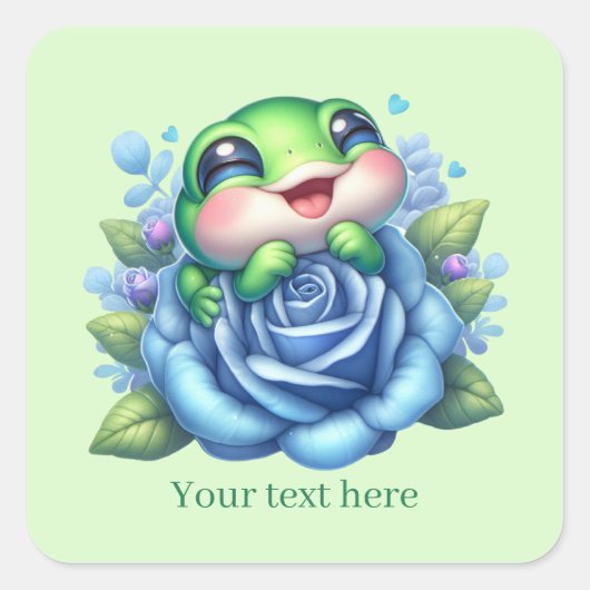 Cute frog lovers customizable スクエアシール (正面)
