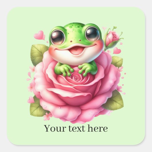 Cute frog lovers customizable  スクエアシール (正面)