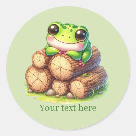 Cute frog lovers customizable ラウンドシール (正面)