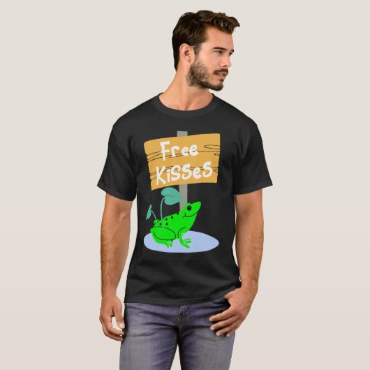Cute Frog Offering Free Kisses Tシャツ (正面フル)