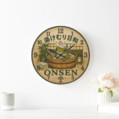 Cute Frog Onsen ラージ壁時計 (ホーム)