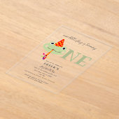 Cute Frog Party Hat Kids First 1st Birthday Party アクリル招待状 (レイダウン)