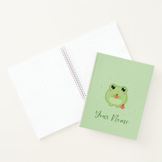 Cute frog Personalised notebook, green journal ノートブック (内部)