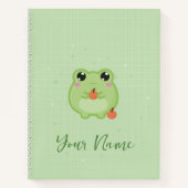 Cute frog Personalised notebook, green journal ノートブック (正面)