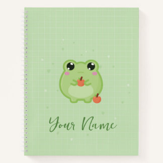 Cute frog Personalised notebook, green journal ノートブック