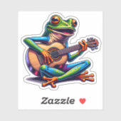 Cute Frog Playing a Guitar シール (シート)